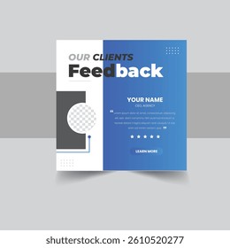 Client or customer service review feedback testimonial social media post design 