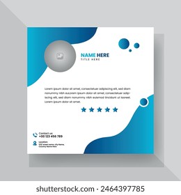 Client or Customer Testimonial Social Media Post Design. Customer Service Feedback Review Post with Blue Color Accent.