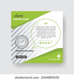 Client or Customer Testimonial Social Media Post Design. Customer Service Feedback Review Post.