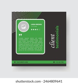 Testimonio del cliente o Cliente Diseño de publicaciones en redes sociales. Servicio al cliente Comentarios Review Post.