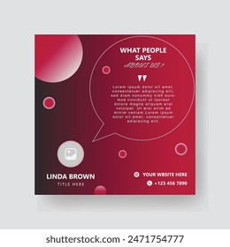 Client or Customer Testimonial Social Media Post Design. Customer Service Feedback Review Post.