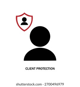 Ilustração de vetor preto e vermelho do ícone de escudo de segurança da proteção do usuário do cliente