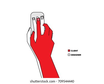 Client and Designer Concept. Hand handling mouse. Client and Designer working on a project