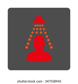 Client Disinfection vector icon. Style is flat rounded square silver button with red symbol, white background.