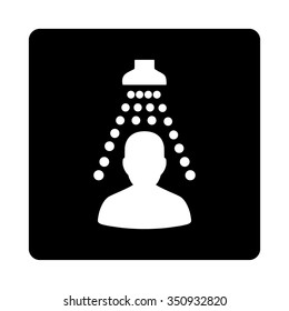 Client Disinfection vector icon. Style is flat rounded square button, white and black colors, white background.