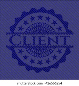 Client emblem with denim high quality background