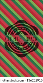 Client Feedback christmas emblem background.