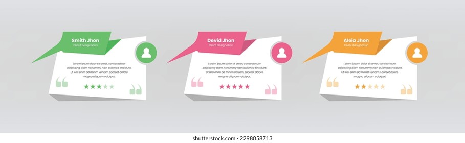 Comentarios de los clientes o tarjeta de calificación de clientes con formas abstractas minimalistas para elementos de usuario web y móvil