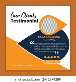  Client feedback or customer testimonial social media post design template. Client testimonial or Customer feedback social media banner template. Customer review banner set. Testimonial banner design.