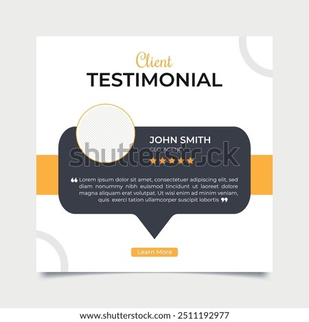 Client feedback or customer testimonial social media post design template.