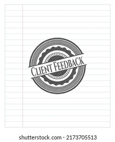 Emblema de comentarios del cliente dibujado con lápiz. Ilustración vectorial. Detallado. 