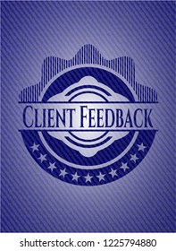 Client Feedback emblem with jean texture