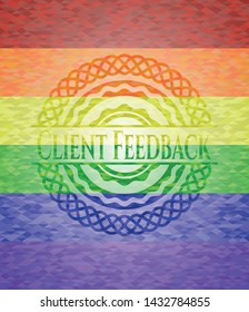 Client Feedback on mosaic background with the colors of the LGBT flag