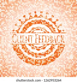 Client Feedback orange mosaic emblem with background