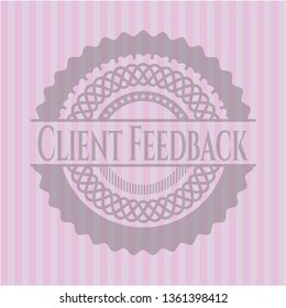Client Feedback pink emblem