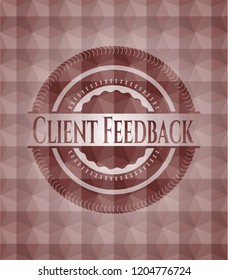 Client Feedback red seamless geometric pattern emblem. Seamless.