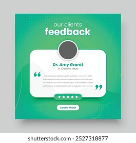 Revisão de feedback do cliente postagem de mídia social ou design de banner da Web, revisão de feedback do cliente ou design de depoimento do cliente.