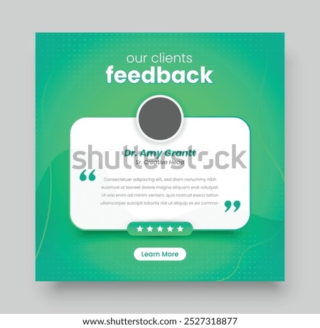 Client feedback review social media post or web banner design, Client feedback review or client testimonial design.