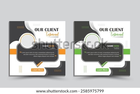 Client feedback review or client testimonial design for social media post. customer service feedback template. client testimonial comment or quote square design