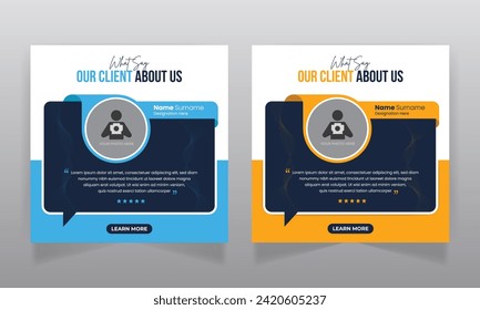 Client feedback review or testimonial social media post design and web banner template