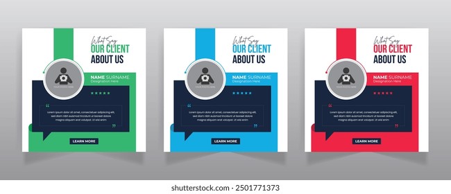 Kundenfeedback-Review oder Testimonial Social Media Post Design und Web-Banner Vorlage