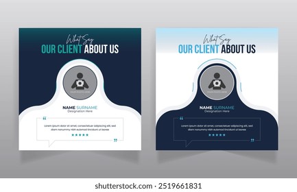 Client feedback review or testimonial social media post design and web banner template