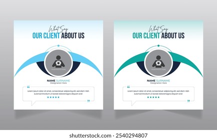 Client feedback review or testimonial social media post design and web banner template