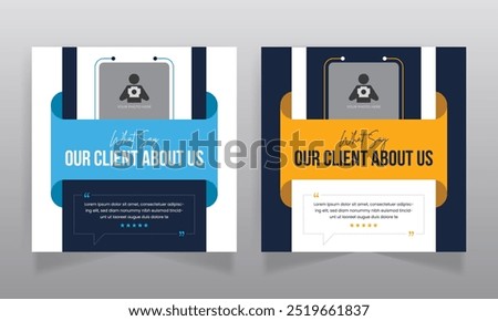 Client feedback review or testimonial social media post design and web banner template