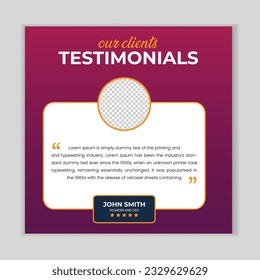 Client feedback social media post banner template. Customer feedback testimonial social media post
web banner template. client testimonials social media post banner design.