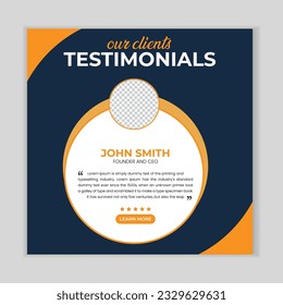 Client feedback social media post banner template. Customer feedback testimonial social media post
web banner template. client testimonials social media post banner design.