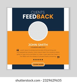 Client feedback social media post banner template. Customer feedback testimonial social media post
web banner template. client testimonials social media post banner design.