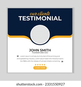 Client feedback social media post banner template. Customer feedback testimonial social media post
web banner template. client testimonials social media post banner design