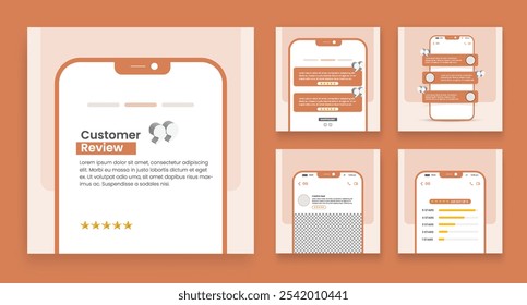 Client feedback social media post template. Customer feedback testimonial social media post web banner bundle design.