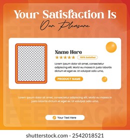 Client feedback social media post template. Customer feedback testimonial social media post web banner design.