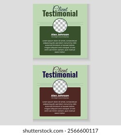 Client feedback social media post banner template. Customer feedback testimonial social media post web banner template. client testimonials social media post banner bundle design. 