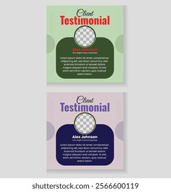 Client feedback social media post banner template. Customer feedback testimonial social media post web banner template. client testimonials social media post banner bundle design. 