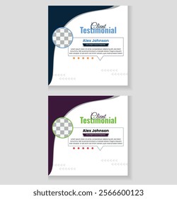 Client feedback social media post banner template. Customer feedback testimonial social media post web banner template. client testimonials social media post banner bundle design. 