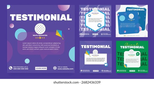 El Comentarios del cliente en las redes sociales publica la Plantilla del Anuncio. Cliente Comentarios testimonial publicación en redes sociales
Web Anuncio Plantilla. testimonios de clientes redes sociales post Anuncio Paquete diseño.