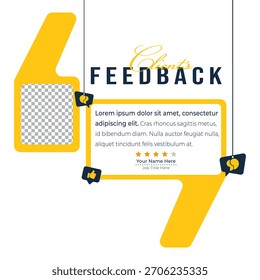 Vorlage für Kundenfeedback in sozialen Medien. Kundenfeedback Testimonial Social Media Post Web Banner Bundle Design.