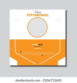 Client feedback testimonial social media post template with customer satisfaction and comment section design for websites. Business client feedback and review template.
