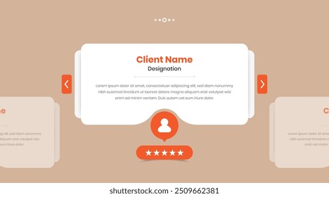 Client feedback or testimonial web slider section design with arrow button