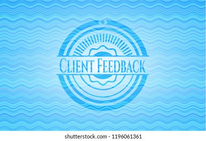 Client Feedback water concept style badge.