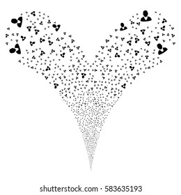Client fireworks stream. Vector illustration style is flat black iconic symbols on a white background. Object double fountain done from random symbols.