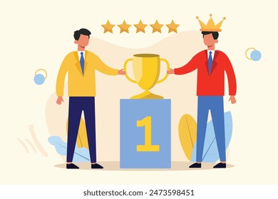 Client first Concept. Colored flat vector illustration isolated.