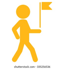 Client Flag Guide vector icon. Style is flat symbol, yellow color, rounded angles, white background.