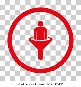 Client Funnel icon. Vector illustration style is flat iconic symbol, red color, transparent background. Designed for web and software interfaces.
