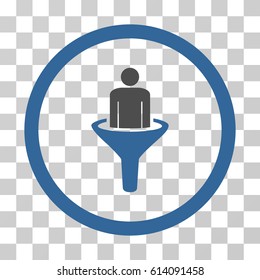 Client Funnel icon. Vector illustration style is flat iconic bicolor symbol, cobalt and gray colors, transparent background. Designed for web and software interfaces.