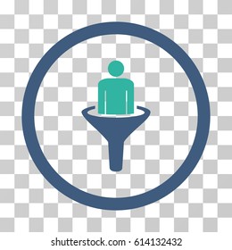 Client Funnel icon. Vector illustration style is flat iconic bicolor symbol, cobalt and cyan colors, transparent background. Designed for web and software interfaces.