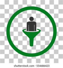 Client Funnel vector pictograph. Illustration style is flat iconic bicolor green and gray symbol on a transparent background.