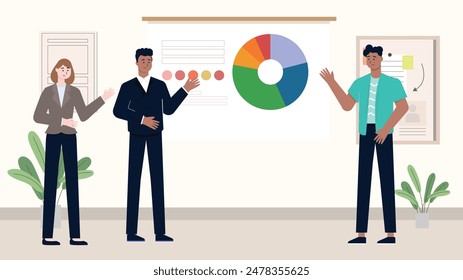 client give presentation to business man illustration